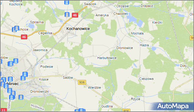 mapa Harbułtowice, Harbułtowice na mapie Targeo