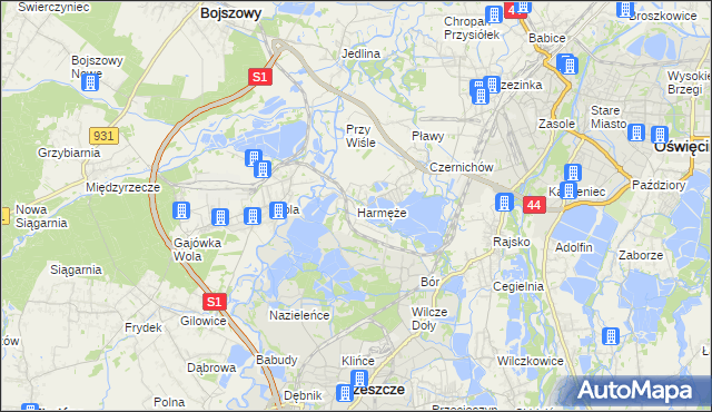 mapa Harmęże, Harmęże na mapie Targeo