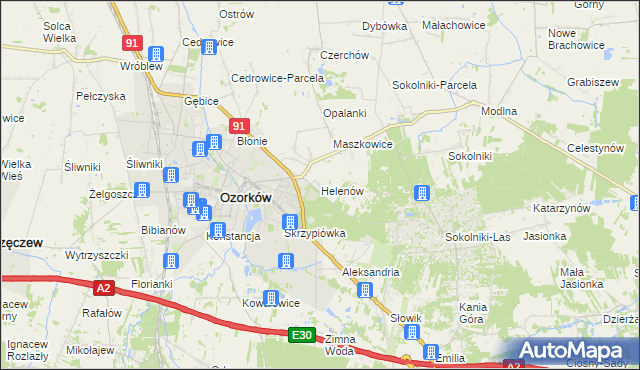 mapa Helenów gmina Ozorków, Helenów gmina Ozorków na mapie Targeo