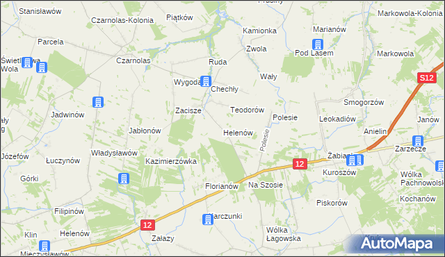 mapa Helenów gmina Policzna, Helenów gmina Policzna na mapie Targeo