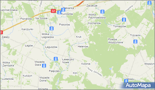 mapa Helenów gmina Przyłęk, Helenów gmina Przyłęk na mapie Targeo