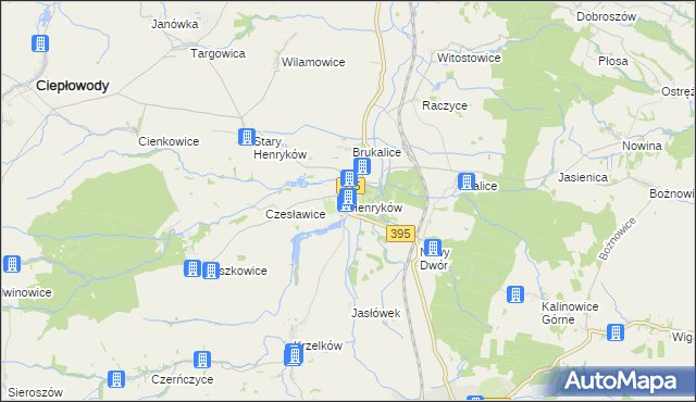 mapa Henryków gmina Ziębice, Henryków gmina Ziębice na mapie Targeo