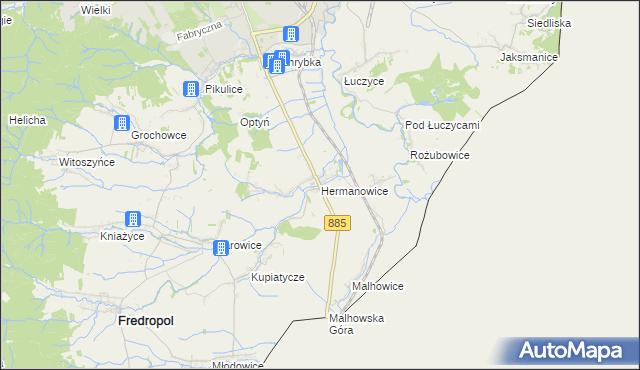 mapa Hermanowice, Hermanowice na mapie Targeo