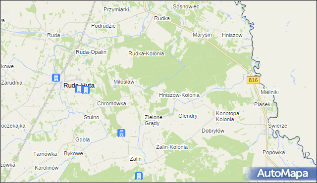 mapa Hniszów-Kolonia, Hniszów-Kolonia na mapie Targeo