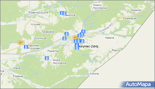 mapa Horyniec-Zdrój, Horyniec-Zdrój na mapie Targeo