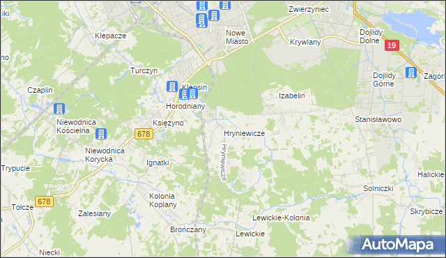 mapa Hryniewicze, Hryniewicze na mapie Targeo