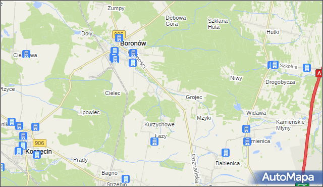 mapa Hucisko gmina Boronów, Hucisko gmina Boronów na mapie Targeo