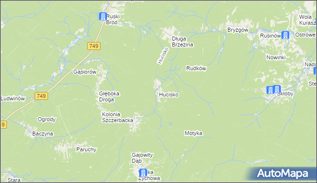 mapa Hucisko gmina Przysucha, Hucisko gmina Przysucha na mapie Targeo