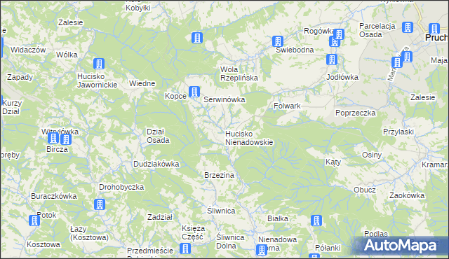 mapa Hucisko Nienadowskie, Hucisko Nienadowskie na mapie Targeo