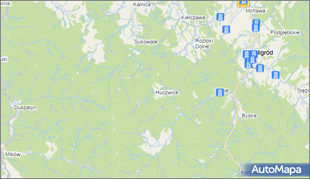 mapa Huczwice, Huczwice na mapie Targeo