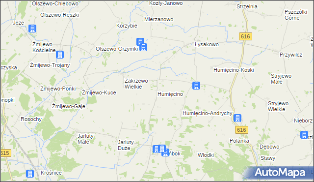 mapa Humięcino, Humięcino na mapie Targeo