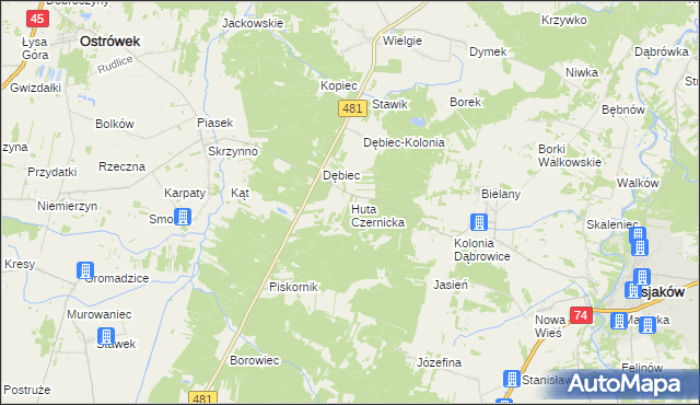 mapa Huta Czernicka, Huta Czernicka na mapie Targeo