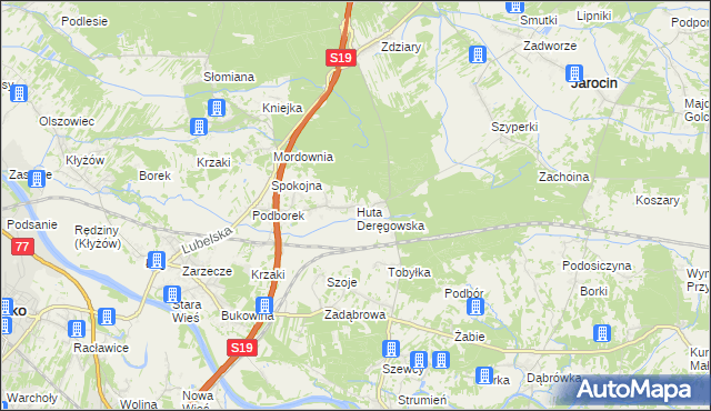 mapa Huta Deręgowska, Huta Deręgowska na mapie Targeo