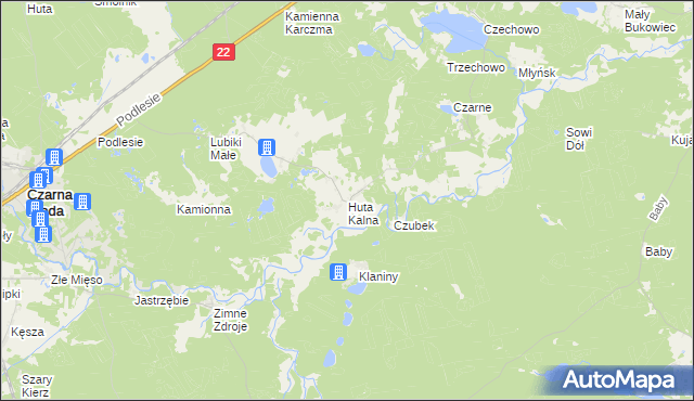 mapa Huta Kalna, Huta Kalna na mapie Targeo