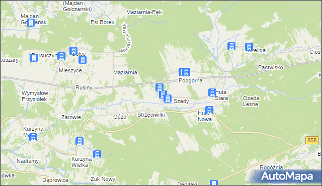 mapa Huta Krzeszowska, Huta Krzeszowska na mapie Targeo