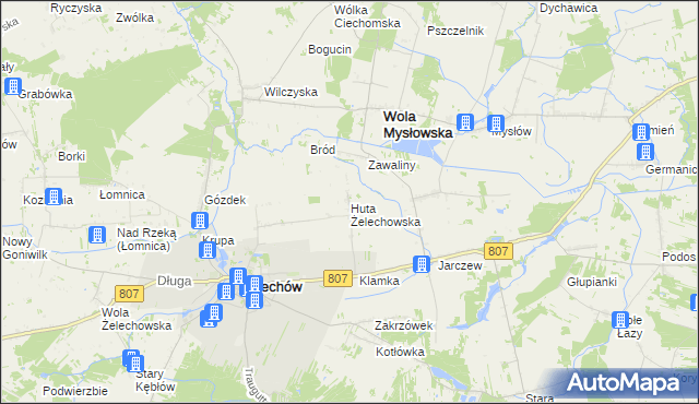 mapa Huta Żelechowska, Huta Żelechowska na mapie Targeo