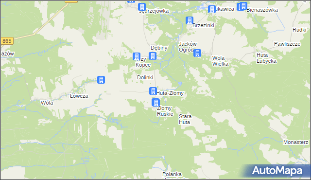 mapa Huta-Złomy, Huta-Złomy na mapie Targeo