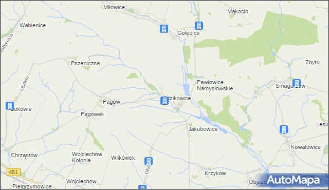 mapa Idzikowice gmina Wilków, Idzikowice gmina Wilków na mapie Targeo