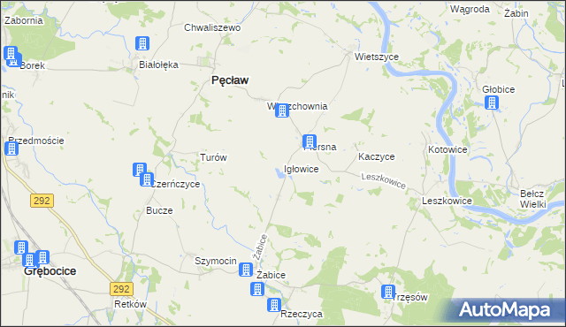 mapa Igłowice gmina Pęcław, Igłowice gmina Pęcław na mapie Targeo