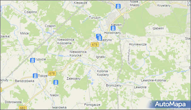 mapa Ignatki gmina Juchnowiec Kościelny, Ignatki gmina Juchnowiec Kościelny na mapie Targeo