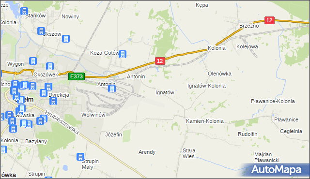 mapa Ignatów gmina Kamień, Ignatów gmina Kamień na mapie Targeo