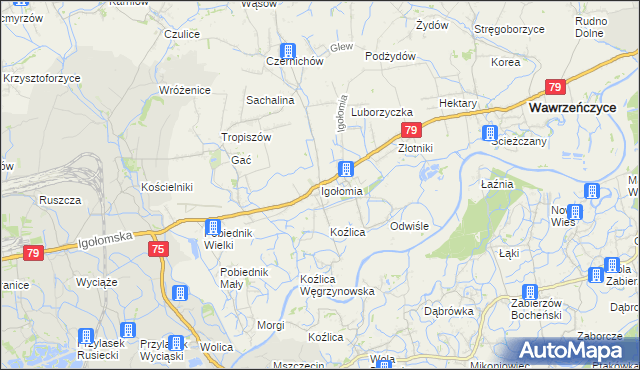 mapa Igołomia, Igołomia na mapie Targeo