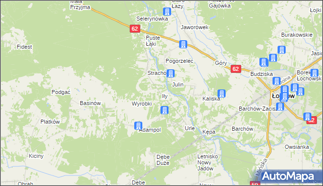 mapa Iły gmina Jadów, Iły gmina Jadów na mapie Targeo