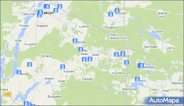 mapa Iwiec, Iwiec na mapie Targeo