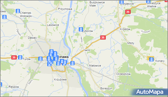 mapa Iwno gmina Wińsko, Iwno gmina Wińsko na mapie Targeo