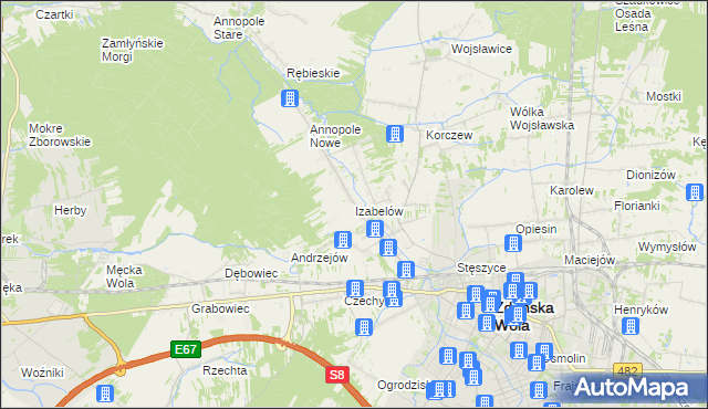 mapa Izabelów gmina Zduńska Wola, Izabelów gmina Zduńska Wola na mapie Targeo