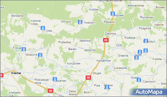 mapa Jabłonna gmina Wyśmierzyce, Jabłonna gmina Wyśmierzyce na mapie Targeo