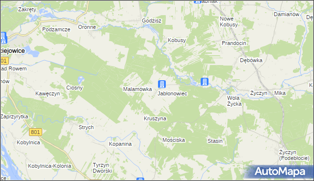 mapa Jabłonowiec gmina Trojanów, Jabłonowiec gmina Trojanów na mapie Targeo