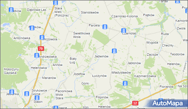 mapa Jadwinów gmina Policzna, Jadwinów gmina Policzna na mapie Targeo