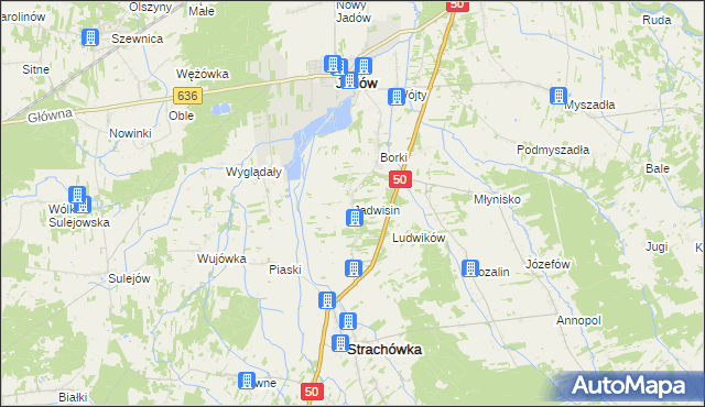 mapa Jadwisin gmina Strachówka, Jadwisin gmina Strachówka na mapie Targeo