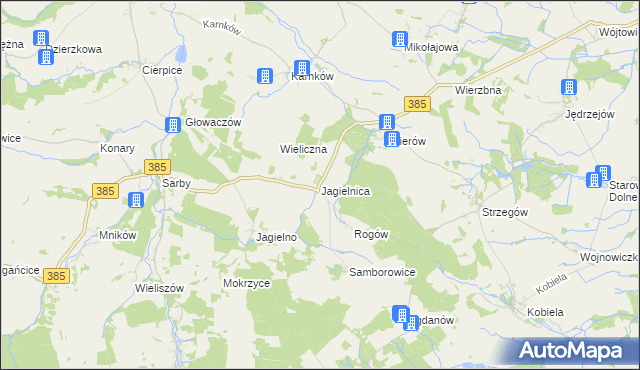 mapa Jagielnica, Jagielnica na mapie Targeo