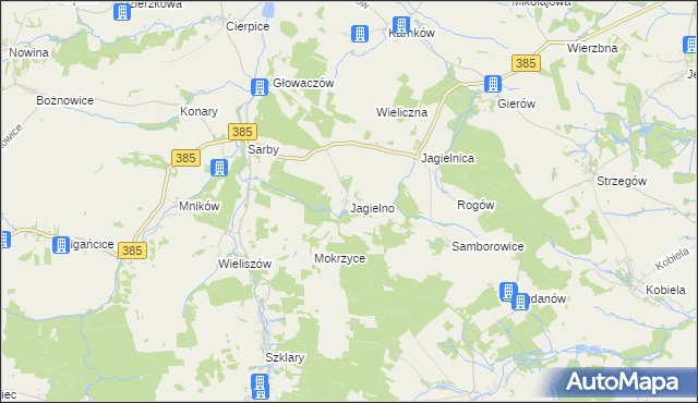 mapa Jagielno gmina Przeworno, Jagielno gmina Przeworno na mapie Targeo