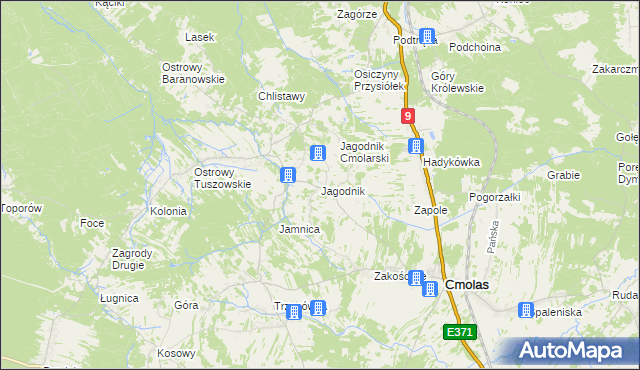 mapa Jagodnik gmina Cmolas, Jagodnik gmina Cmolas na mapie Targeo