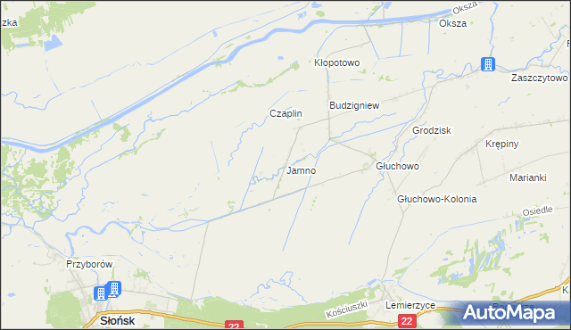 mapa Jamno gmina Słońsk, Jamno gmina Słońsk na mapie Targeo