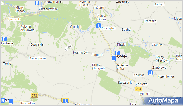 mapa Jangrot, Jangrot na mapie Targeo