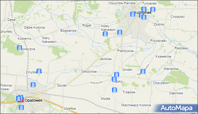 mapa Janików gmina Opatówek, Janików gmina Opatówek na mapie Targeo