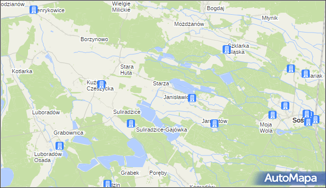 mapa Janisławice gmina Sośnie, Janisławice gmina Sośnie na mapie Targeo