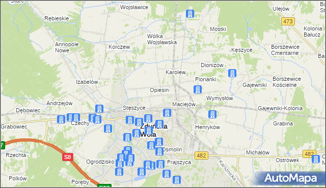 mapa Janiszewice, Janiszewice na mapie Targeo