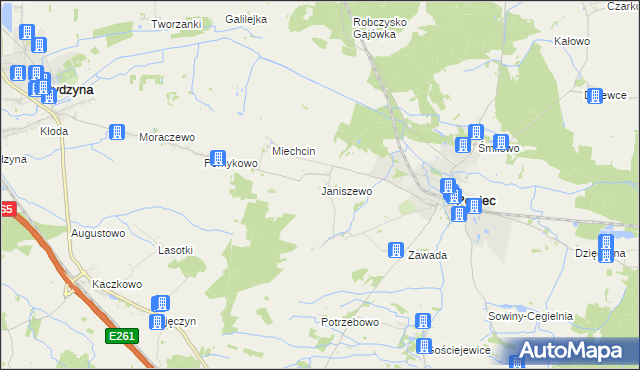 mapa Janiszewo gmina Poniec, Janiszewo gmina Poniec na mapie Targeo