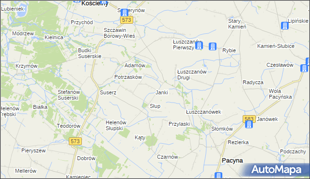 mapa Janki gmina Szczawin Kościelny, Janki gmina Szczawin Kościelny na mapie Targeo