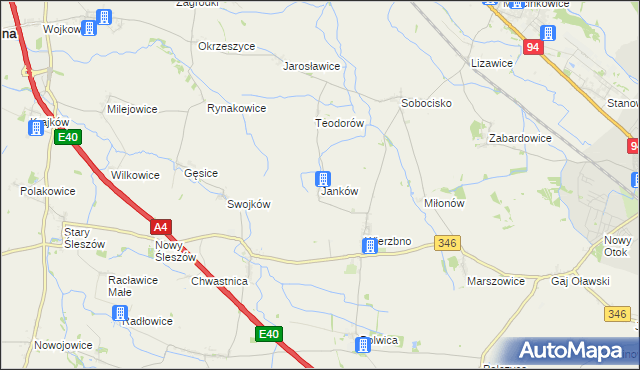 mapa Janków gmina Domaniów, Janków gmina Domaniów na mapie Targeo