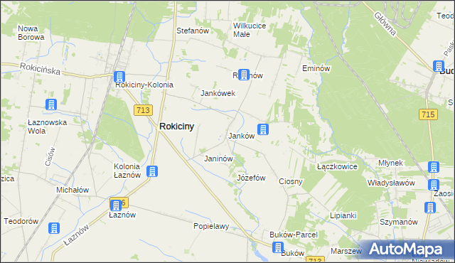 mapa Janków gmina Rokiciny, Janków gmina Rokiciny na mapie Targeo