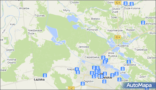 mapa Jankowa gmina Opole Lubelskie, Jankowa gmina Opole Lubelskie na mapie Targeo