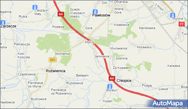 mapa Jankowice gmina Chłopice, Jankowice gmina Chłopice na mapie Targeo