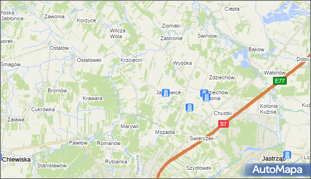 mapa Jankowice gmina Szydłowiec, Jankowice gmina Szydłowiec na mapie Targeo