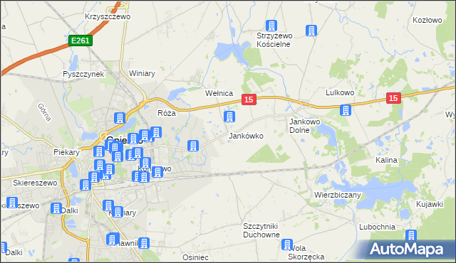 mapa Jankówko gmina Gniezno, Jankówko gmina Gniezno na mapie Targeo